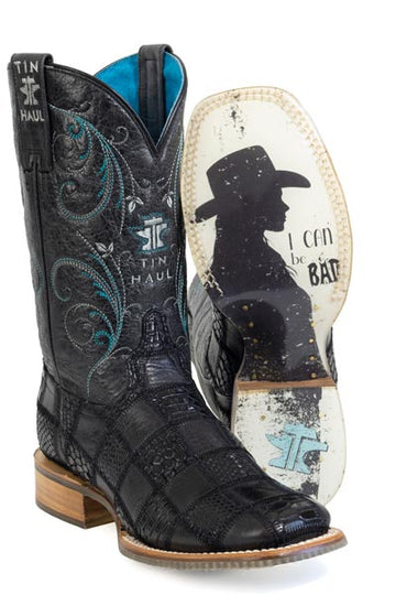 Tin Haul Women's Good & Bad Wide Square Toe Checker'd Boot